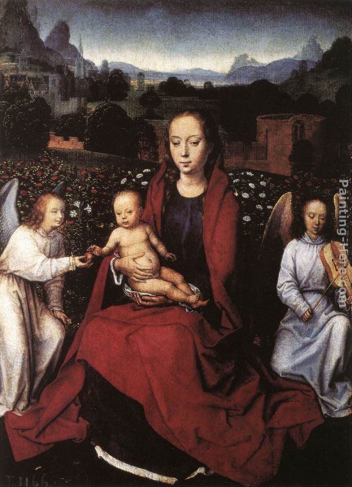 Hans Memling Virgin and Child in a Rose-Garden with Two Angels